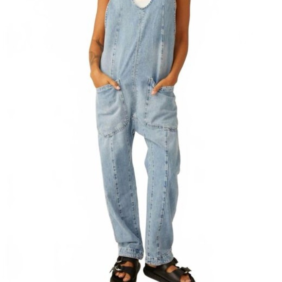 We The Free Blue Denim “High Roller” Jumpsuit/Overalls. Medium NWOT. - Picture 11 of 13